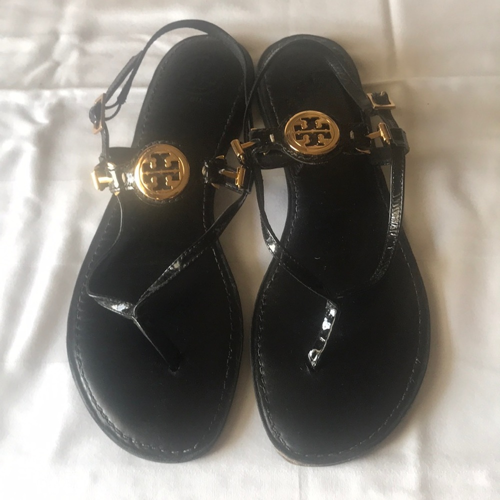 Tory Burch patent leather sling  back thong sandal